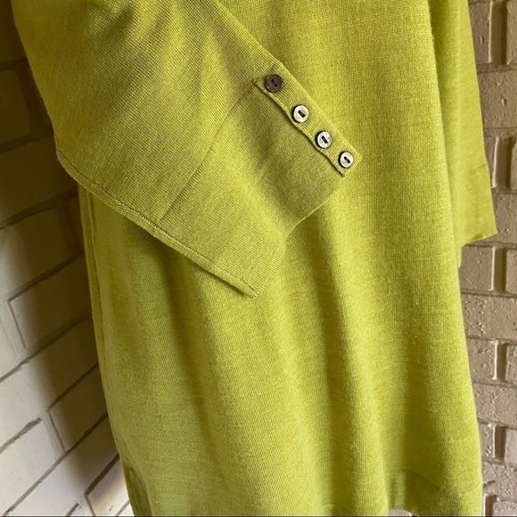 J. Jill Green Merino Wool Washable Long Sleeve Sweater Tunic Top Buttons Small - Picture 2 of 8